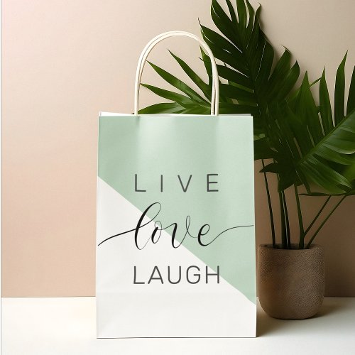 Live Love Laught Positive Motivation Mint Quote Large Gift Bag