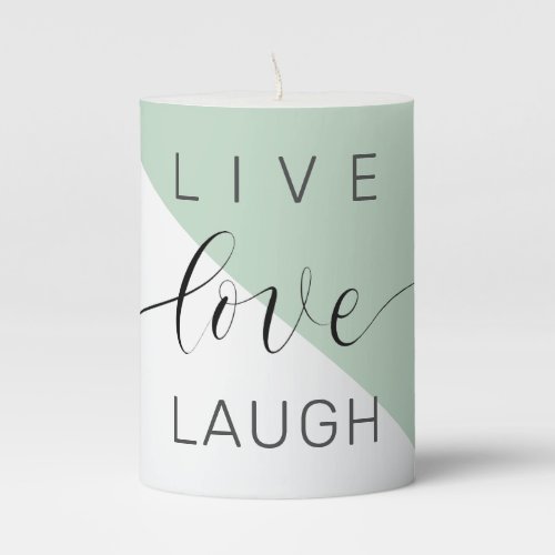 Live Love Laught Positive Motivation Mint Quote Pillar Candle