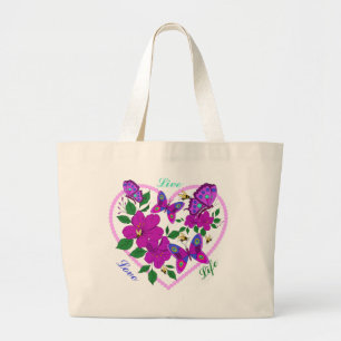 Live Love Life Hearts Butterflies & Bees Inspire Large Tote Bag