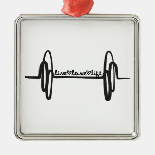 Live Love Lift Bar Black Metal Ornament