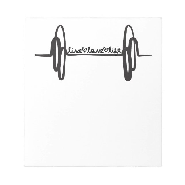 Live Love Lift Bar Black Notepad (Front)