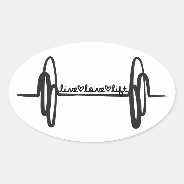 Live Love Lift Bar Black Oval Sticker (Front)