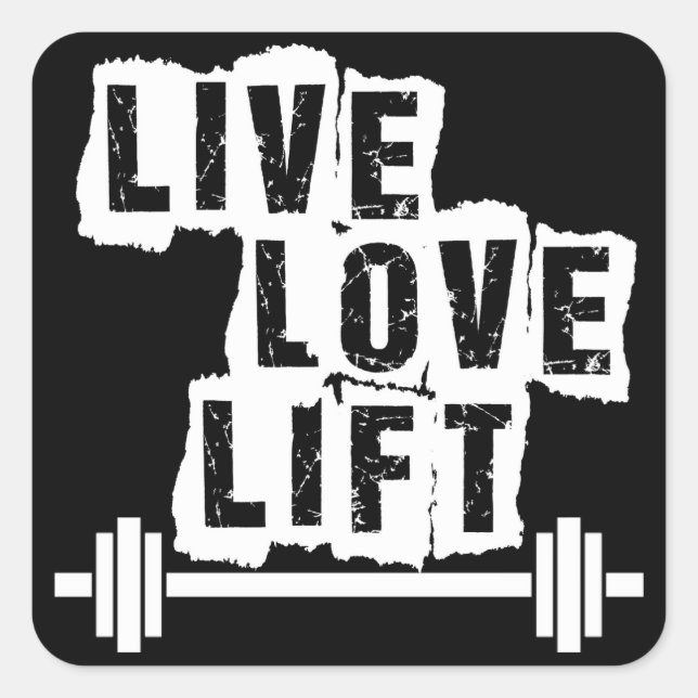 Live, Love, Lift Square Sticker (Front)