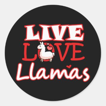 Live  Love  Llamas Classic Round Sticker by YamPuff at Zazzle