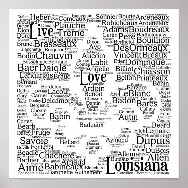 Live, Love, Louisiana Last Names Fleur - De - Lis Poster (Front)