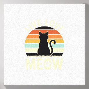 Live Love Meow Vintage Cat Sunset Design_1 Canvas Photo Tile