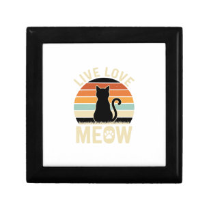 Live Love Meow Vintage Cat Sunset Design_1 Gift Box