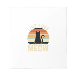 Live Love Meow Vintage Cat Sunset Design_1 Notepad