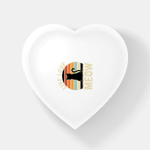 Live Love Meow Vintage Cat Sunset Design_1 Paperweight