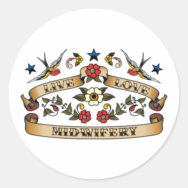Live Love Midwifery Classic Round Sticker (Front)
