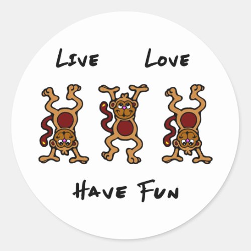 Live Love Monkey Classic Round Sticker