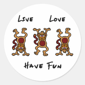 Live Love Monkey Classic Round Sticker