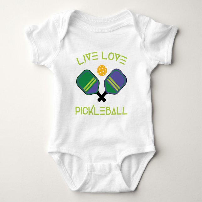 😍 Live, love , pickleball  Baby Bodysuit (Front)