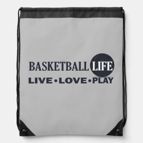 live love play basketball drawstring bag
