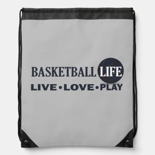 live love play basketball drawstring bag (Front)