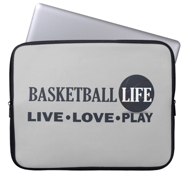 live love play basketball laptop sleeve (Front)