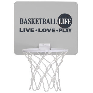 live love play basketball life blue text mini basketball hoop