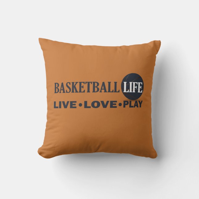 live love play basketball throw pillow (Front)