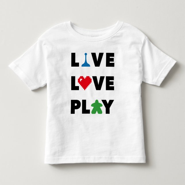 Live, Love, Play Black Text Toddler Shirt (Front)