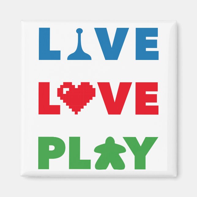 Live, Love, Play Colorful Magnet (Front)