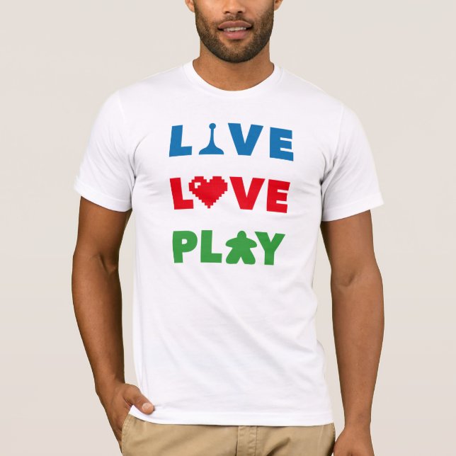 Live, Love, Play Colorful Mens Shirt (Front)