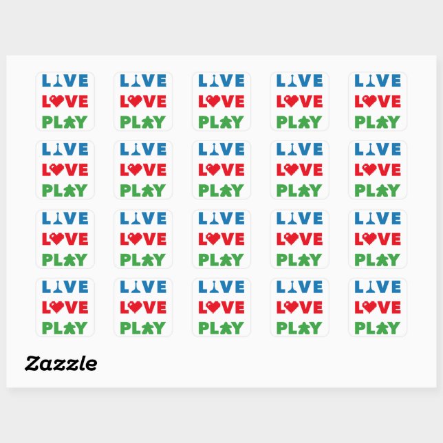 Live, Love, Play Colorful Stickers (Sheet)