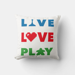 Live, Love, Play Colorful Text Pillow