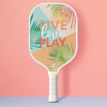Live Love Play Fun Watercolor Tropical Palm Leaf Pickleball Paddle<br><div class="desc">Standout on the pickleball court with our Stylish and modern personalized monogram tropical palm leaf design. The design features a modern trendy design with colorful watercolor palm leaf and geometric design. Design by Moodthology Papery</div>
