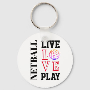 Live Love Play Slogan Netball Keychain