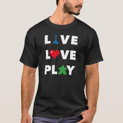 Live Love Play White Text Mens Shirt