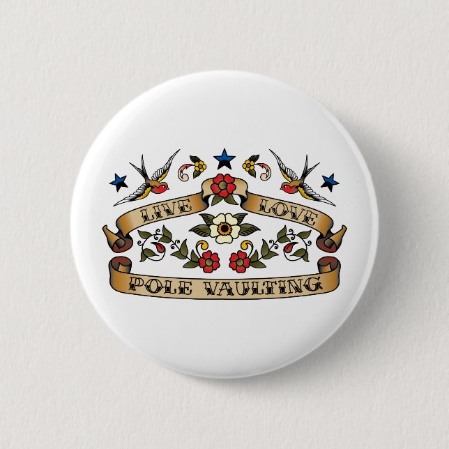 Live Love Pole Vaulting Pinback Button (Front)