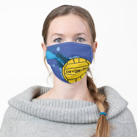 Live Love Polo, Water Polo Themed Adult Cloth Face Mask (Worn)