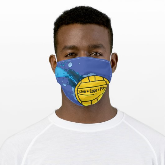 Live Love Polo, Water Polo Themed Adult Cloth Face Mask (Worn)