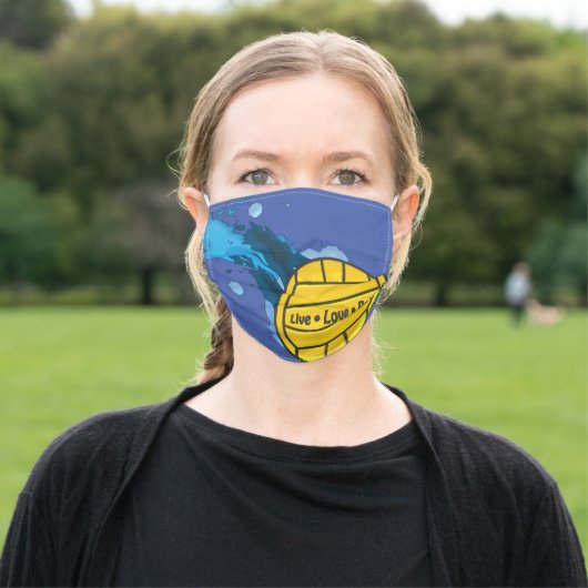 Live Love Polo, Water Polo Themed Adult Cloth Face Mask (Outside)