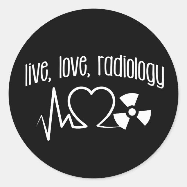 Live Love Radiology X-Ray Heartbeat Classic Round Sticker (Front)