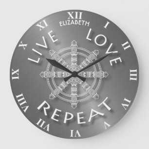 Live Love Repeat Buddhist Samsara Dukkha Karma Large Clock