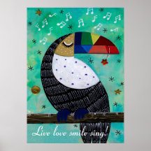Live love smile colorful acrylic parrot with text