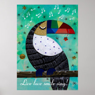 Live love smile colorful acrylic parrot with text poster