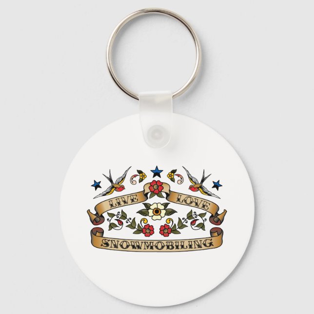 Live Love Snowmobiling Keychain (Front)
