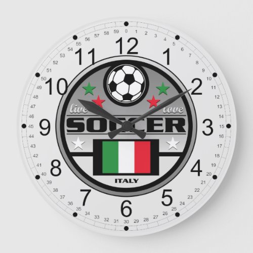 Live Love Soccer Italy Large Clock