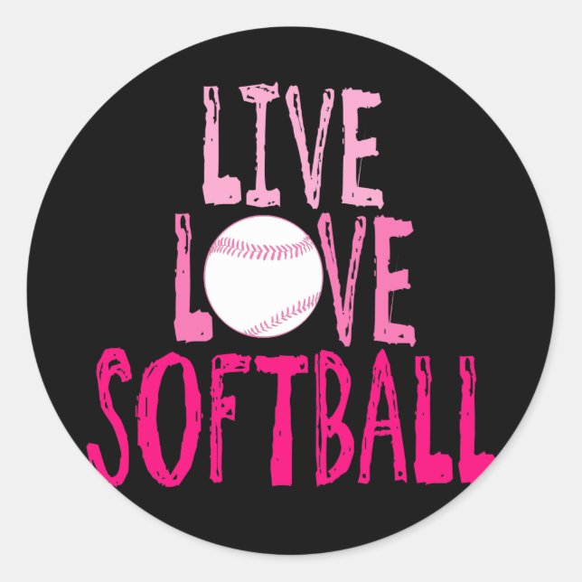 Live, Love, Softball Classic Round Sticker (Front)