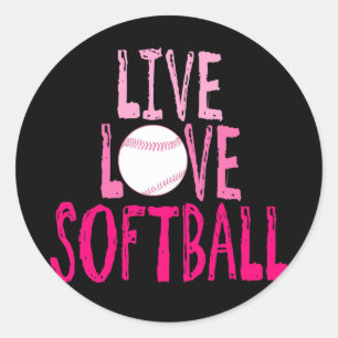 Live, Love, Softball Classic Round Sticker