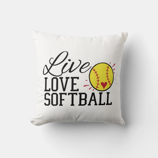 Live Love Softball Throw Pillow (Front)