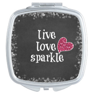 Live Love Sparkle Compact Mirror