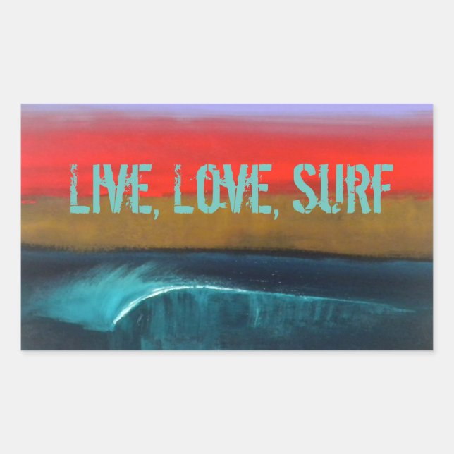 Live, Love, Surf stickers by Marene Originals Art (Front)