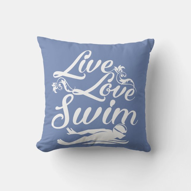 LIVE - LOVE - SWIM THROW PILLOW (Front)
