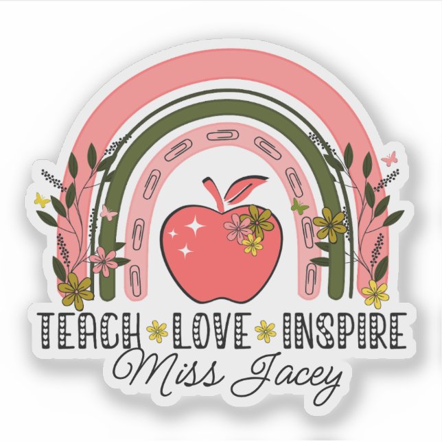 Live Love Teach Rainbow Teacher Appreciation  Sticker (Front)