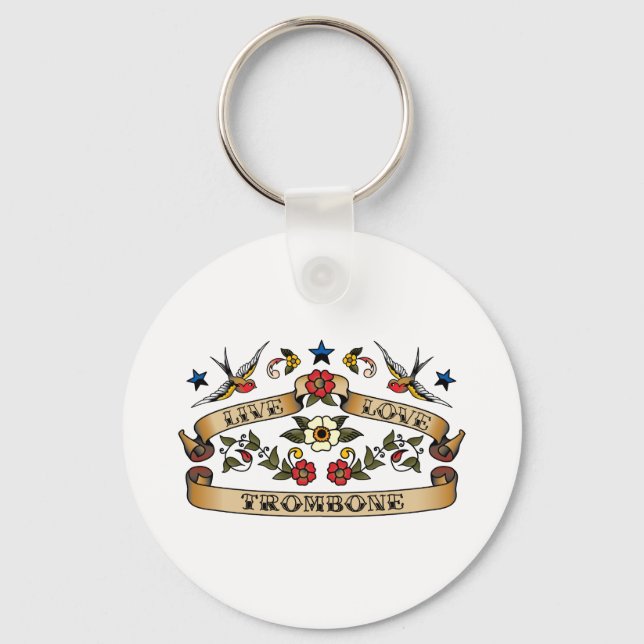 Live Love Trombone Keychain (Front)