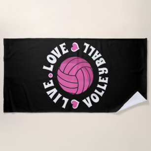 Live Love Volleyball For Women Girls Volleyball Fa Beach Towel