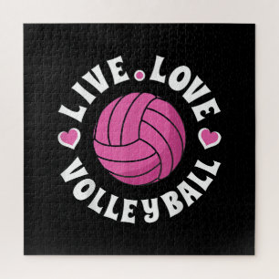 Live Love Volleyball For Women Girls Volleyball Fa Jigsaw Puzzle